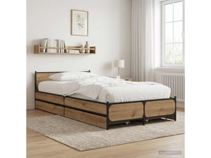 Lit adulte, lit simple, cadre de lit avec tête de lit chêne artisanal 80x200cm cf2540