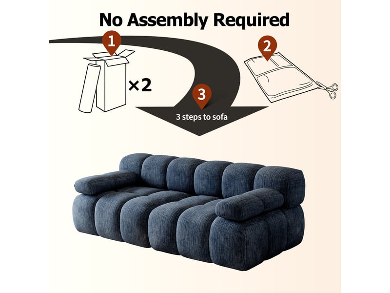  Canapé modulable sans structure,200x100x68cm,canapé compression 2 places 2 places en mousse haute élasticité,aucun assemblage,bleu  - Conforama D