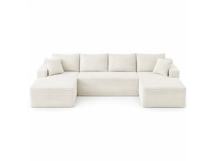 Canapé modulaire en u 339x168x82cm design minimaliste ergonomique sans montage matéria corduroy couleur beige
