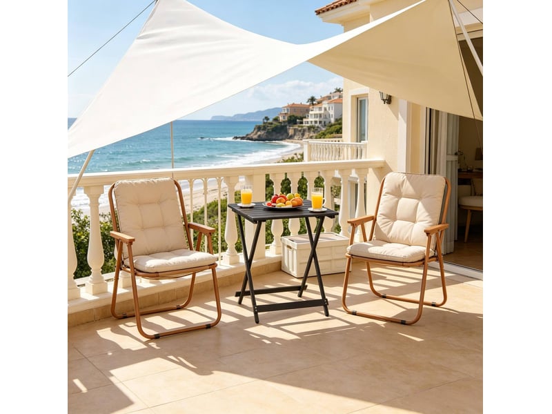 Table de balcon pliante 47 x 50,5 x 59,5 cm noire en aluminium, pour terrasse, jardin et camping  - Conforama D