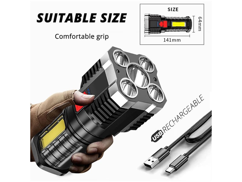 Lampe torche led puissante, torche lampe de poche led, 10000 lumens lampe de poche rechargeable, étanche ip65 - Conforama B