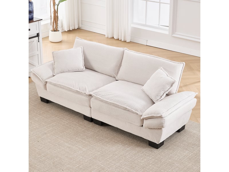  Fauteuil convertible 2-en-1, accoudoirs amovibles et 2 porte-gobelets en velours côtelé gris foncé  - Conforama C