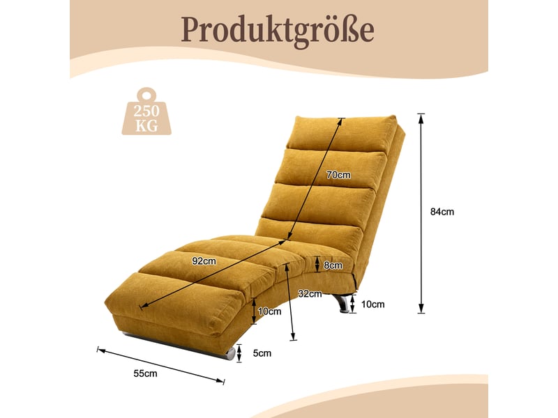  Fauteuil relax fixe orange mangue en lin avec vibration douce et poches latérales  - Conforama C