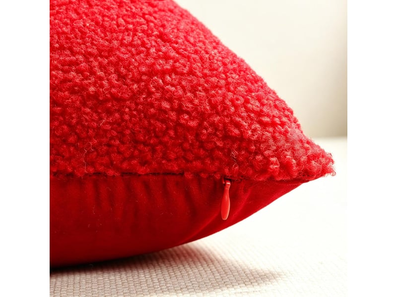  Lot de 2 housses de coussin noël 45 x 45 cm, blanc doux avec motif nœud cadeau, décoration canapé salon, rouge  - Conforama C