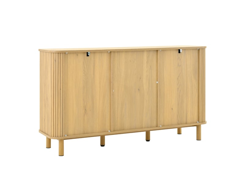  Buffet naturel, rangement, gestion des câbles, rotin, design moderne, angles arrondis - mdf et métal et bois - 140x40x80cm  - Conforama D