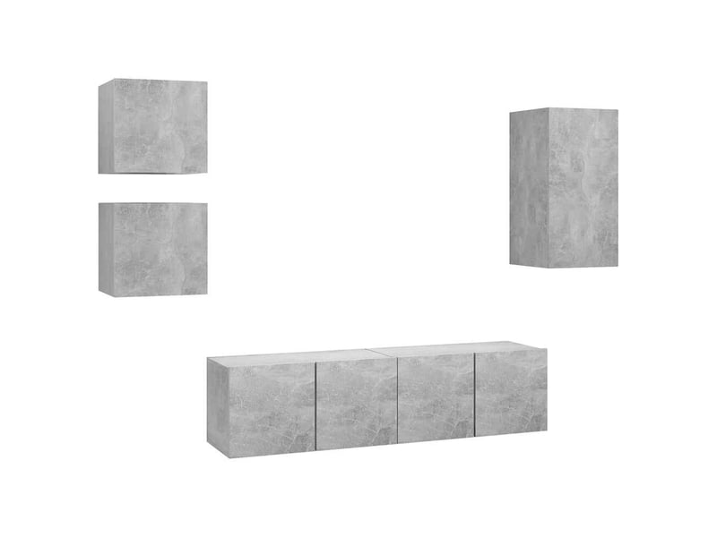  Ensemble de meubles tv 5 pcs gris béton bois d'ingénierie shl9863  - Conforama A