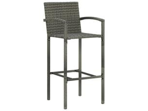 Lot de 2 tabouret de bar, chaise de bar gris résine tressée