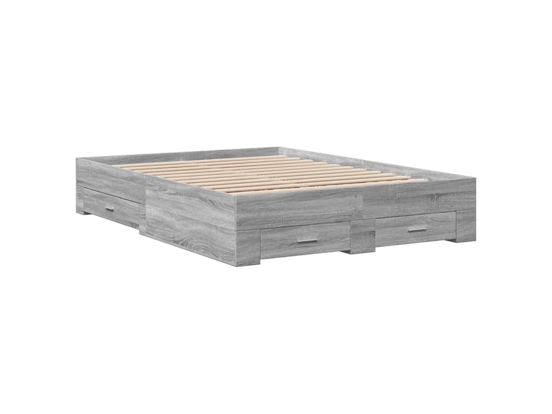  Lit double- lit adulte -  cadre de lit avec tiroirs sans matelas sonoma gris 120x200 cm  - Conforama B