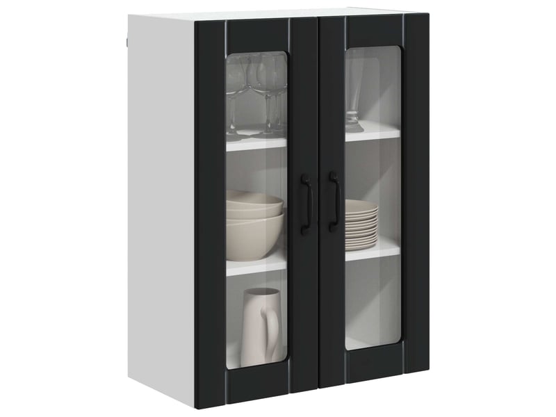  Meuble mural de cuisine, cabinet en verre mural noir 60x31x80cm shl9675  - Conforama C