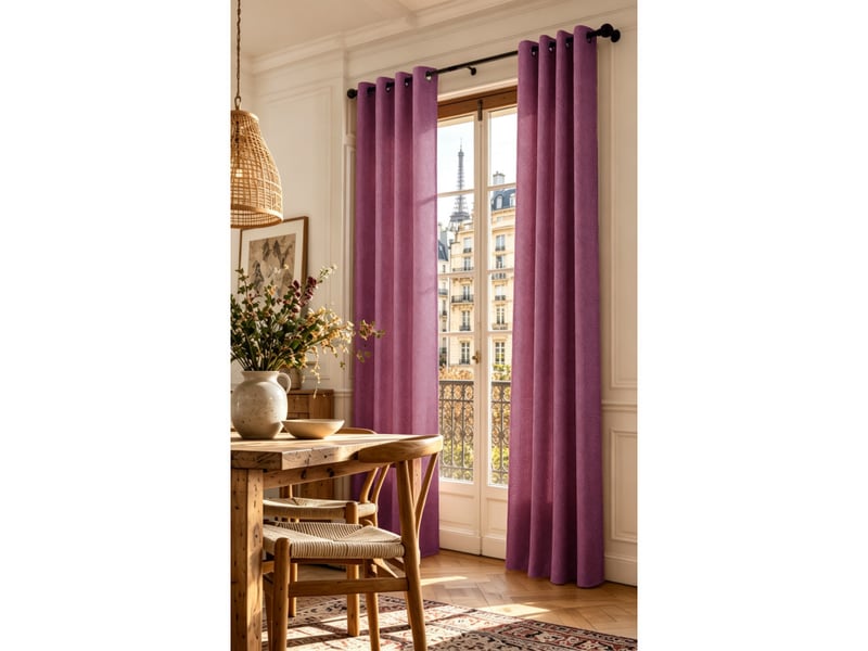  Lot de 2 rideaux à œillets 140 x 240 cm victoria fils teints jacquard  - Conforama A