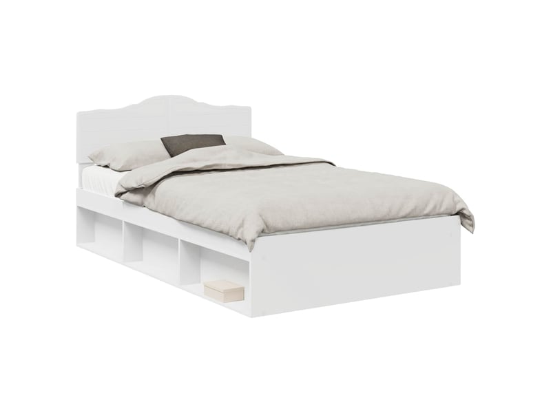Lit double- lit adulte - cadre de lit blanc 120 x 190 cm bois de pin massif - Conforama A