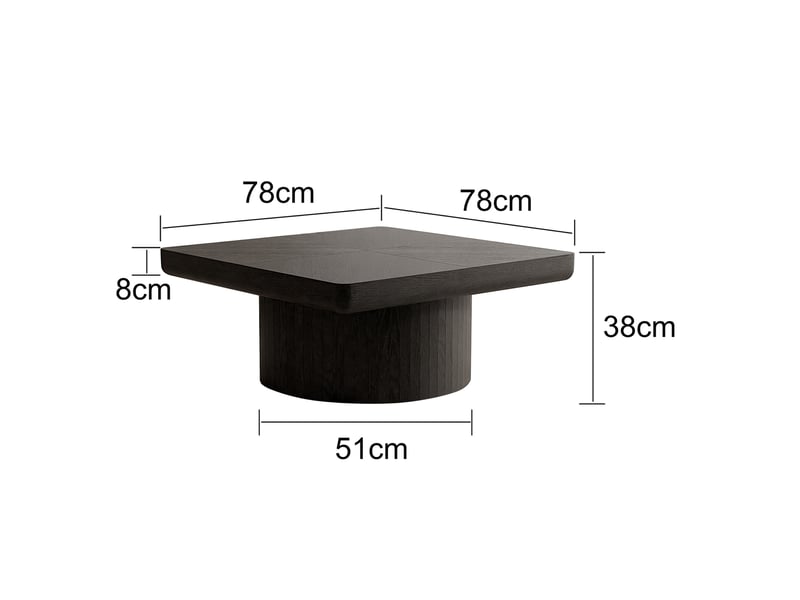  Table basse carrée noire 78 x 78 x 38 cm, plateau à motif parquet  - Conforama E