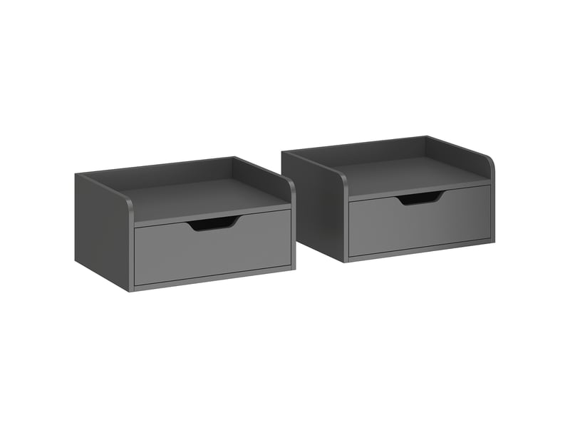  Lot de 2 tables de chevet murales tables de nuit suspendues tiroir plateau aspect bois dim. 40l x 30l x 19,5h cm  - Conforama A