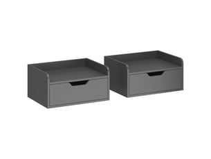 Lot de 2 tables de chevet murales tables de nuit suspendues tiroir plateau aspect bois dim. 40l x 30l x 19,5h cm