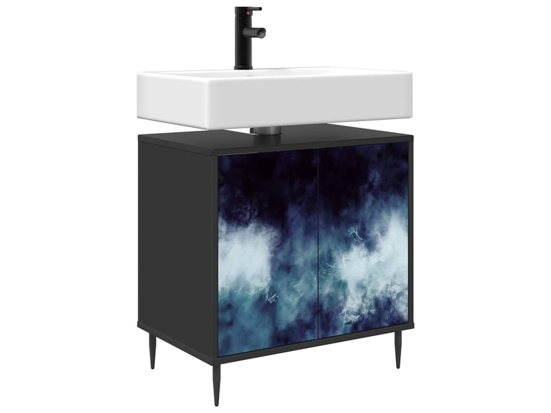  Armoire de salle de bain, meuble de rangement raalte chêne noir 60x40x61 cm  - Conforama D