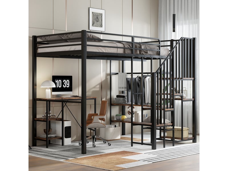  Lit mezzanine 120x200cm coloris noir lit enfant noir - Conforama D