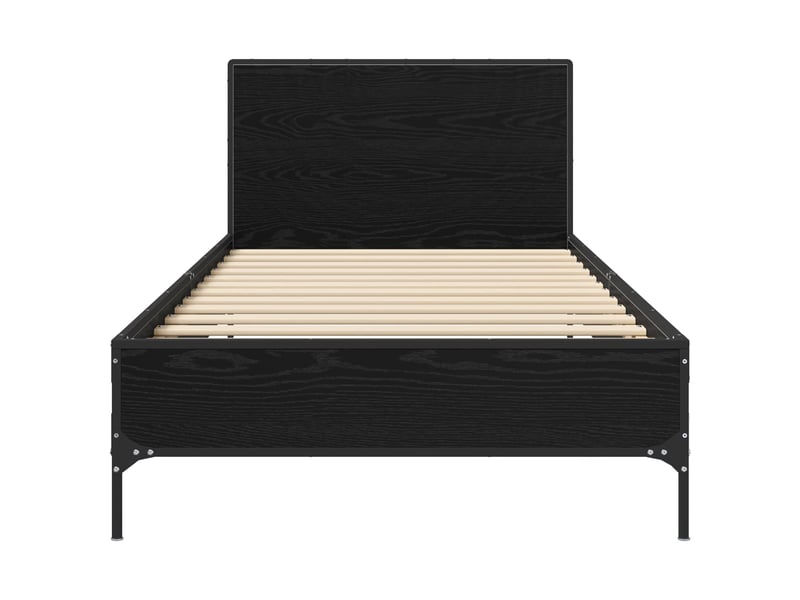  Lit simple- lit adulte -  cadre de lit avec tête de lit chêne noir 80 x 200 cm  - Conforama C