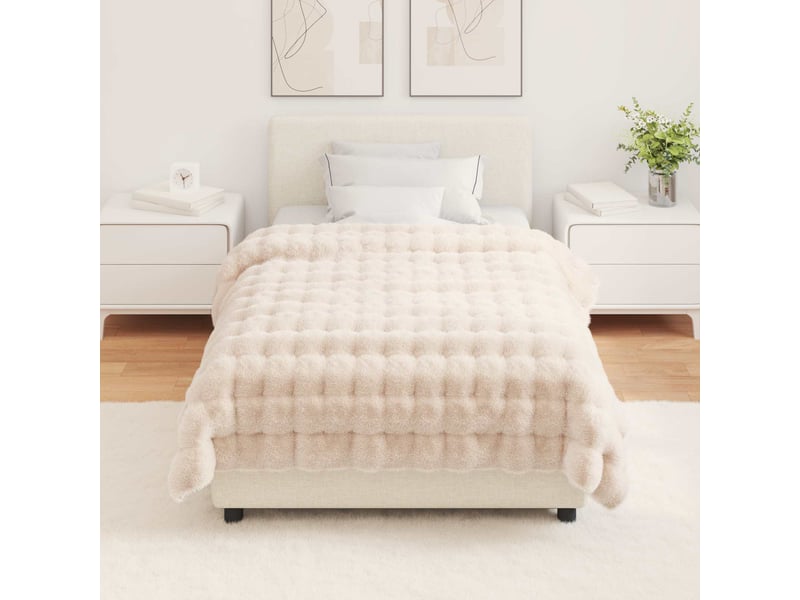  Couverture décorative, couverture antidérapante en fausse de lapin olite 4 pc beige shl490  - Conforama D