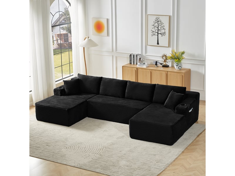 Canapé modulable, canapé de salon, pour salon, en velours tricoté, assise profonde, usage quotidien, sans structure  - Conforama R