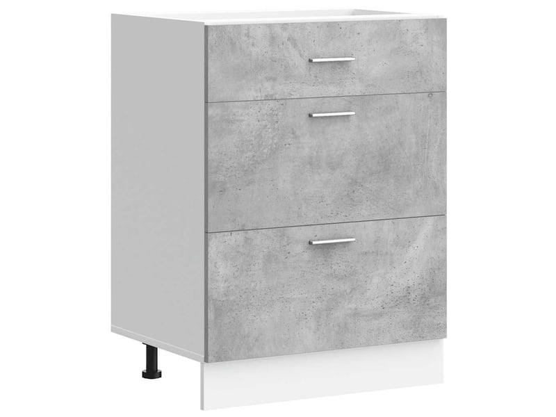 Meuble bas cuisine ; armoire de plancher ; armoire de cuisine gris béton bois d'ingénierie  - Conforama A