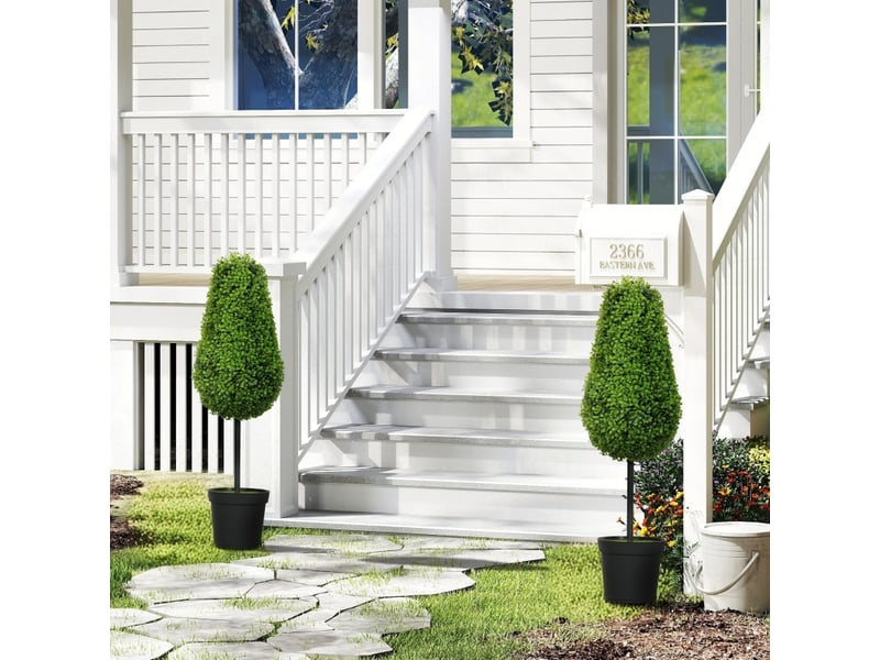  Plante artificielle en pot avec feuillage dense résistant aux uv pour intérieur et extérieur en plastique vert 90 cm  - Conforama C