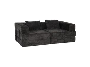 Canapé droit compressé convertible   2 places Tissu noir