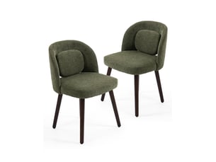 Lot de 2 chaises de salle à manger, dossier ergonomique, bois d'hévéa et velours vert foncé