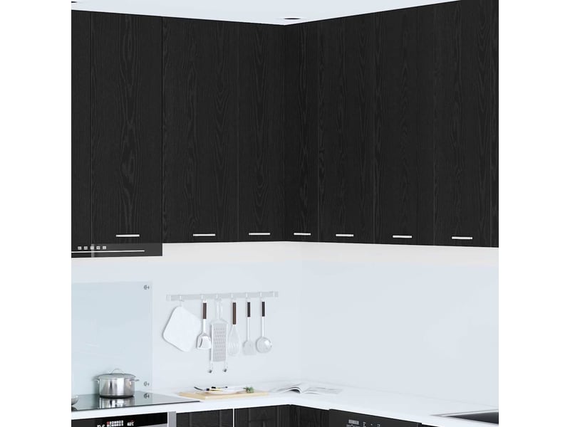  Meuble de rangement cuisine, armoire suspendue chêne noir et blanc 57x57x100cm  - Conforama B