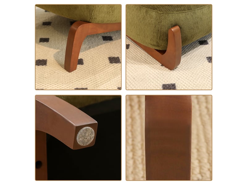  Fauteuil de lecture sans accoudoirs en tissu, pieds en bois massif  - Conforama E