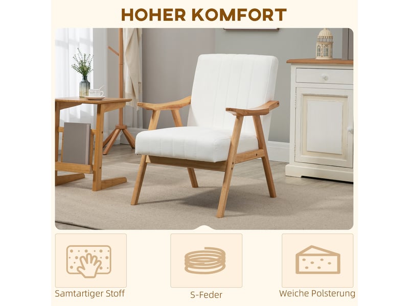  Fauteuil aspect velours structure en bois massif 68 x 74 x 82 cm  - Conforama D