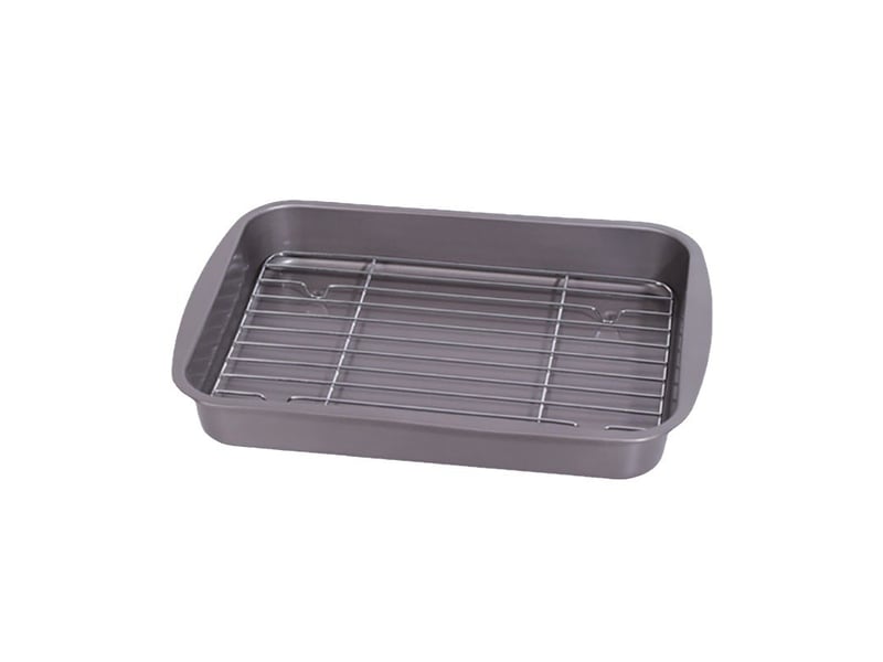  Petit plat four antiadhésif avec grille four 29 x 21.5 cm noir  - Conforama A