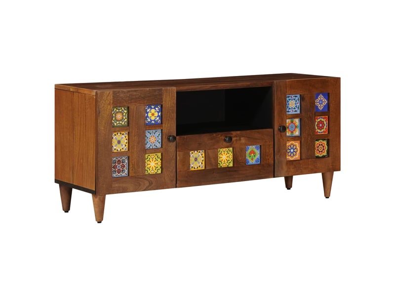  Meuble tv - banc tv - meuble de rangement noyer 105 x 33 x 46 cm bois de mangue massif  - Conforama A