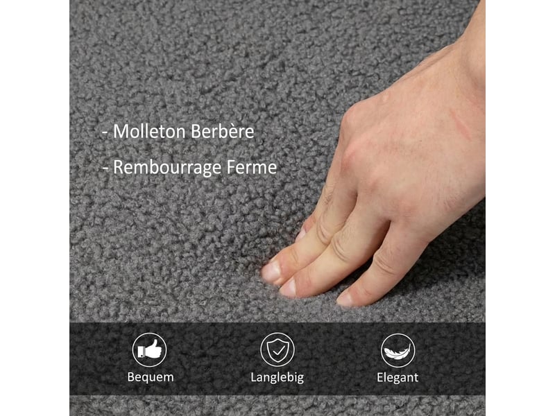 Fauteuil à bascule gris foncé, fauteuil d'allaitement confortable avec revêtement aspect polaire berbère, charge 120 kg  - Conforama W