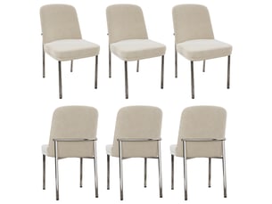 Chaises de salle à manger lot de 6, assise épaisse  - pieds métal argenté, velours beige 42,5 × 53 × 82 cm