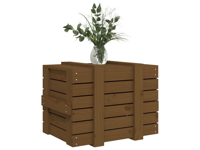  Boîte de rangement, coffre de rangement marron miel 58x40,5x42 cm bois massif pin  - Conforama D