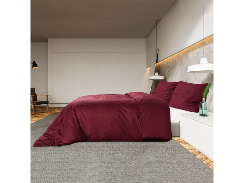 Ensemble de housse de couette bordeaux 140x200 cm microfibre - Conforama C