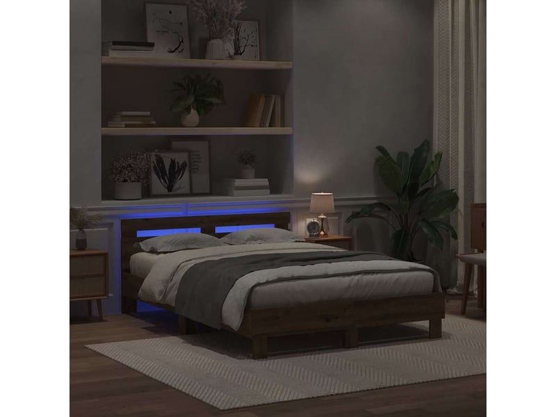 Lit double- lit adulte - cadre de lit chêne artisanal 150 x 200 cm bois d'ingénierie - Conforama B