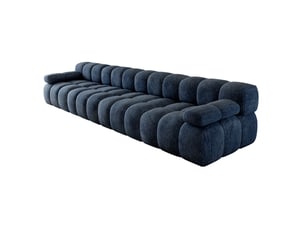 Canapé 4 places 400x100x68 cm en chenille bleu