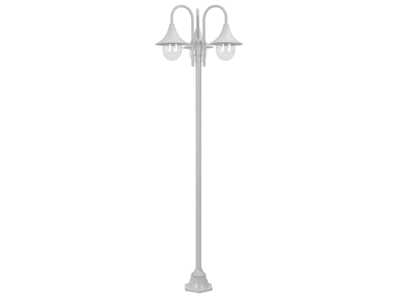  Lampadaire de jardin e27 220 cm aluminium 3 lanternes blanc 02_0042540  - Conforama B