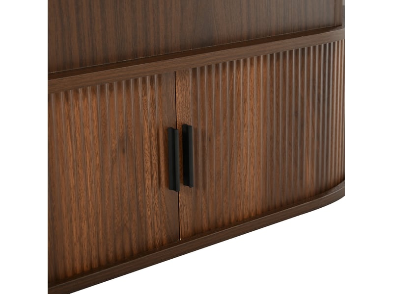  Table basse ovale avec plateau relevable à 55 cm, rangement, portes coulissantes, mdf effet noyer, 100 x 50 x 40 cm  - Conforama E