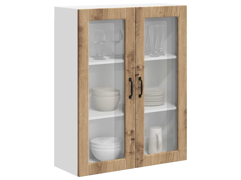 Meuble mural de cuisine, cabinet en verre mural chêne artisanal 80x31x100cm shl2307 - Conforama C