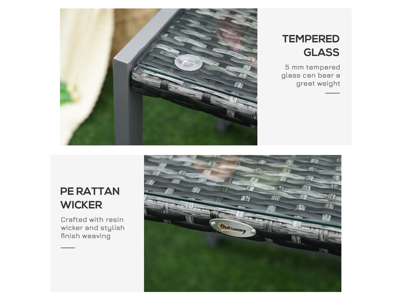  Table basse jardin polyratin aluminium verre trempé moderne extérieur terrasse  - Conforama E