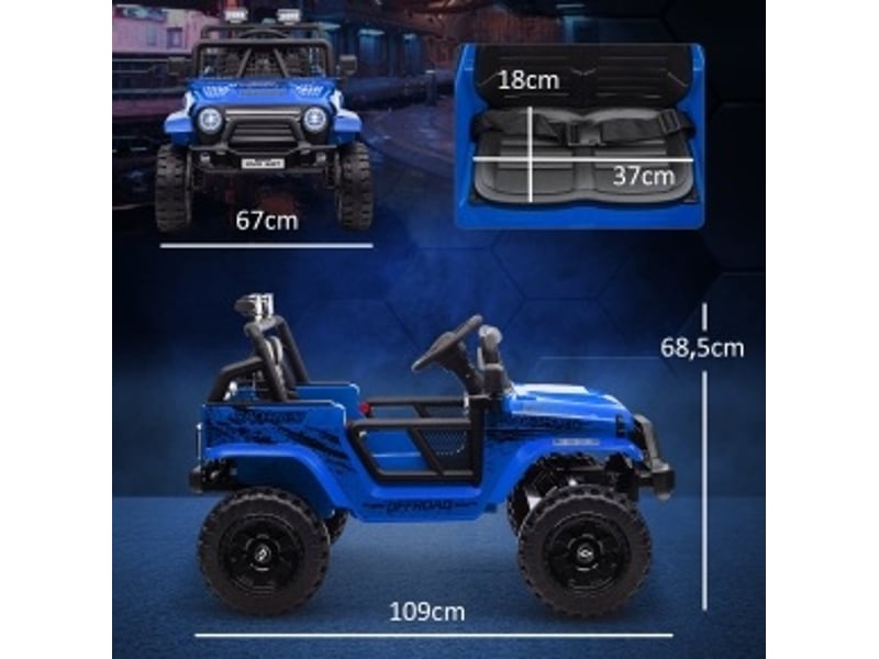  Voiture électrique enfant 109x67x68,5 cm télécommandée bleu  - Conforama D