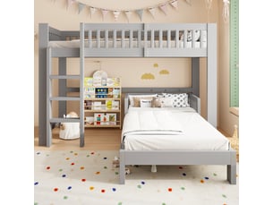 Lit superposé 2x90x200 cm <strong>OKMYHOME</strong>  <strong></strong> coloris gris