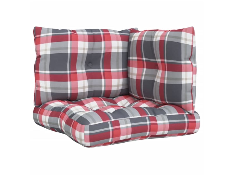  Lot de 3 coussins de palette, coussins de canapé motif à carreaux rouge tissu cf59682  - Conforama A