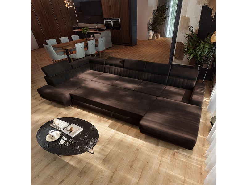 Canapé d'angle gaian, velours marron - Conforama D