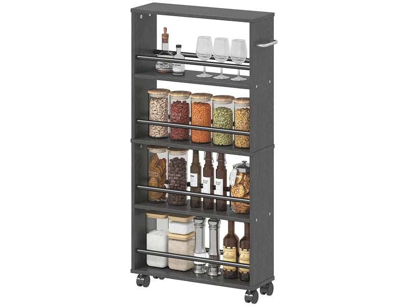  Desserte de rangement à roulettes 4 niveaux avec poignée noir 45 x 15 x 91 cm  - Conforama B