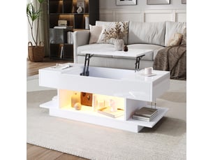 Table basse rectangulaire coloris blanc LPOSPI - 45 cmx98 cm
