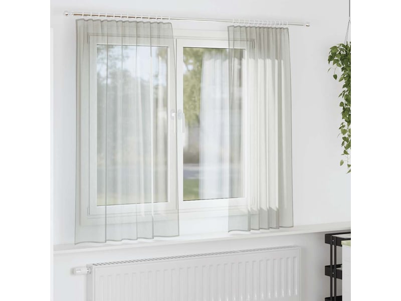  Lot de 2 rideaux en voile, voilages à œillets gris clair cf44265  - Conforama B