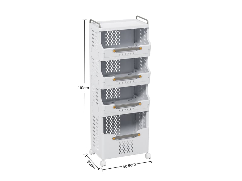  Desserte de rangement 4 niveaux 40,9x30x110 cm à roulettes coloris crème gris  - Conforama C